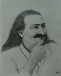 drawing of Meher Baba by Tricia Migdoll 'Eternally Benevolent'