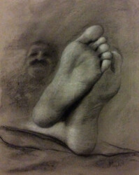 drawing by Tricia Migdoll 'The Master's Feet'